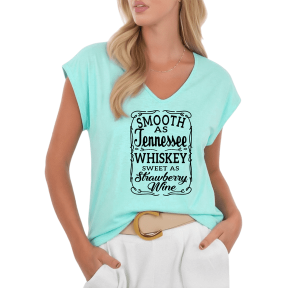 Cozymy Womens Western Whiskey Graphic Print Tshirt V Neck Sleeveless Tshirt Graphic Tees Shirts Casual Summer Relaxed Fit Tops S 5XL