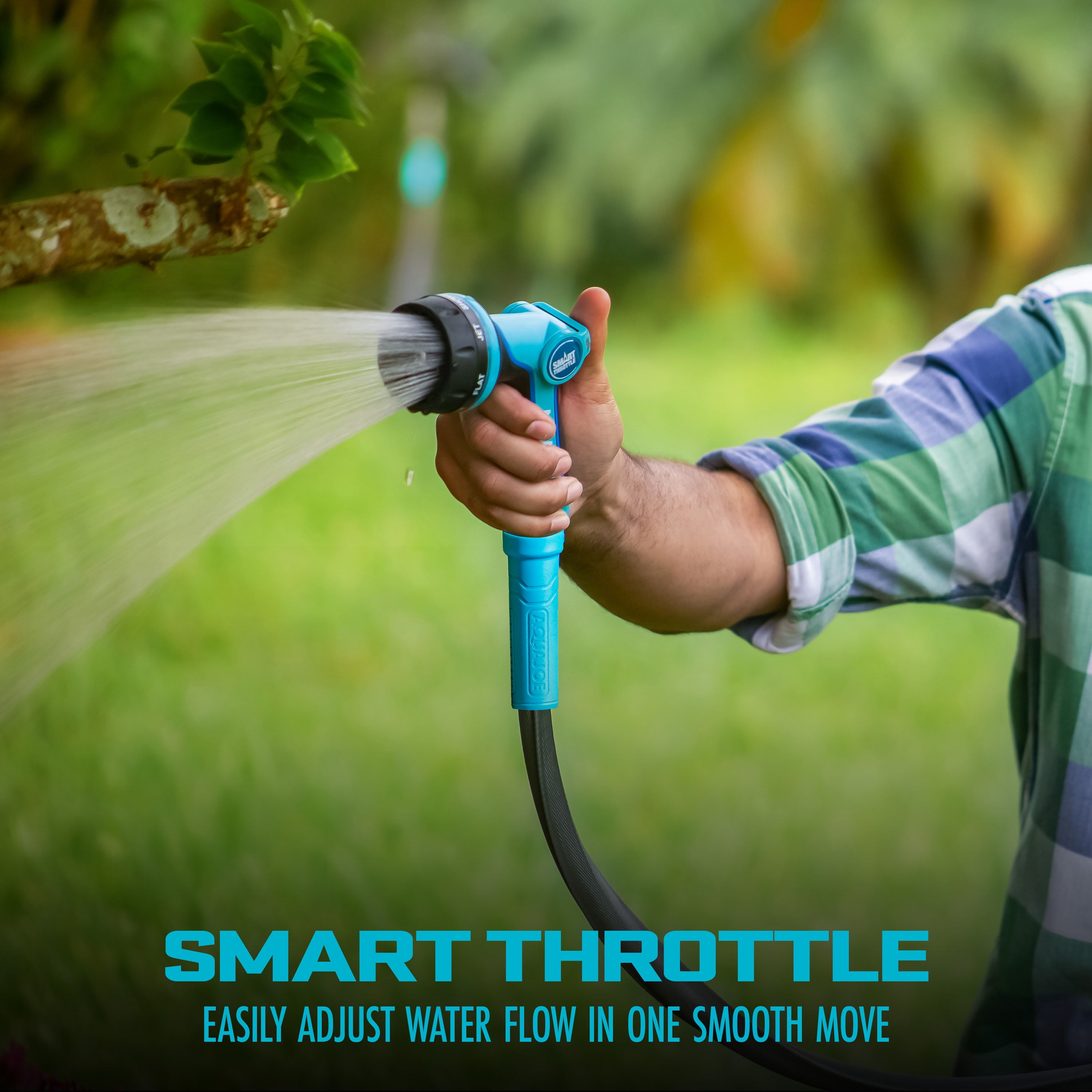 Aqua Joe Heavy-Duty Multi-Function Watering Nozzle, Smart Throttle, 7 Spray Patterns