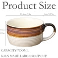 thumbnail image 6 of Farcauo White & Brown Oversized Coffee Mug 24 OZ Soup Mug Large Porcelain Soup Bowls with Handles XXL Cereal 700 ML Ceramic Large Coffee Tea Cup, 6 of 7
