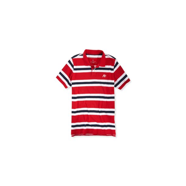Aeropostale - Polo de rugby a rayas A87 para hombre, rojo, mediano Aeropostale polo, rugbi