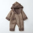 thumbnail image 2 of Snowsuit For Toddler Bear Ears Hooded Front Zip Long Sleeve Jumpsuit Thick Thermal One Piece Oneises Bodysuit (18 Months, Coffee), 2 of 9