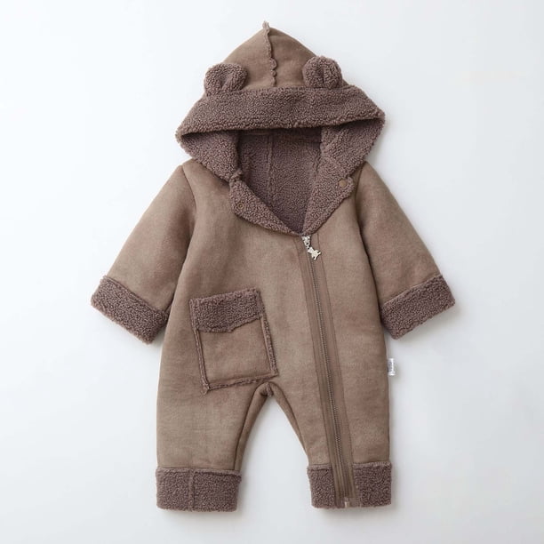 Mono de moda para exteriores con capucha para niños, grueso, cálido y forrado con forro polar para niños y niñas.