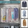 thumbnail image 2 of 10" Gusseted All Clear Garment Bags , 40" Suit Bags for Closet Storage Hanging Clothes, Shirts, Coats, Dresses, 3 Packs, 2 of 7