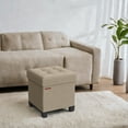 thumbnail image 6 of LEDREM 15" Cube Storage Ottoman with Feet, Footstool with 10-Gallon Storage, Ottoman with Storage Holdss up to 660 lb, Camel Brown, 6 of 7
