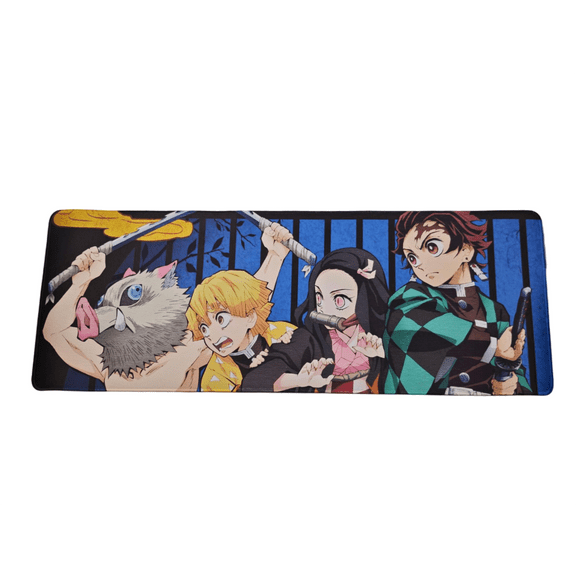 Anime Sword Fighter Mouse Pad, Large Desk Mat with Water & Fire Element Pattern, Artistic Japanese Style for Desktop & Gaming Decor