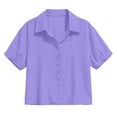 thumbnail image 5 of Women Plus Size Button down Short Sleeve Collared Shirts Summer Breathable Blouse Casual Tops by Yigetop Purple M, 5 of 6