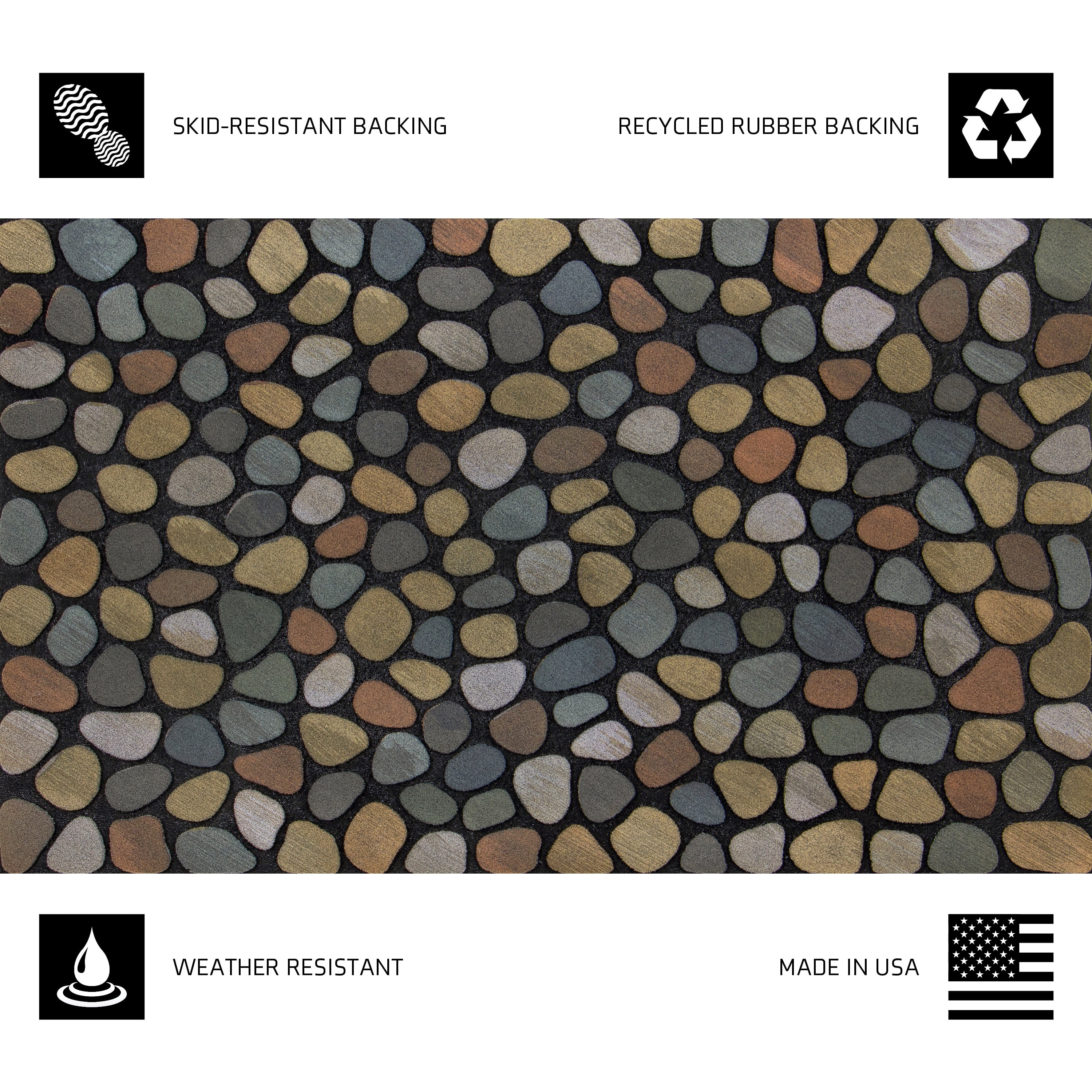 Mainstays Masterpiece Graphic Pebbles Outdoor Doormat, Multicolor, 18" x 30"