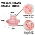 thumbnail image 5 of Glass Candle Holders, Set of 6 Taper Candle Holders, Tea Light Candle Holders, Candlestick Holders, Stackable Glass Candle Holders for Table Centerpiece, Thanksgiving, Christmas(Pink), 5 of 6