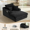 thumbnail image 6 of Aukfa 68" Oversized Chaise Lounge Chair with 2 Cup Hoders&Side Pockets, 3Pillows, Corduroy, Black, 6 of 9