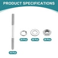 thumbnail image 3 of 10pack M4x55mm Double End Threaded Stud Screw Bolt with Nuts and Washers, 3 of 6