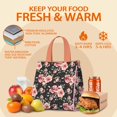 thumbnail image 5 of Pioneer Flower Floral Print Pattern Insulated Lunch Bag for Women & Adults,Large Portable Soft Cooler Lunch Bag,Thermal Food Storage Tote with Pearl Cotton,8.66L,8.75x5.75x9.5 Inch, 5 of 6