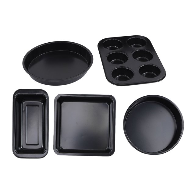 Bakeware Kit Space Saving Baking Set Bakeware Set Professional Carbon Steel Baking Pans Set With Cake Baking Pans Pizza Tray For Home KitchenBlack