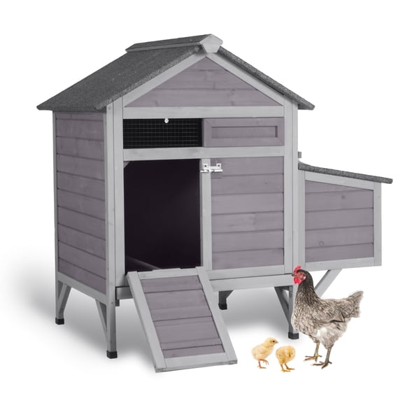 Aivituvin 40.9" Chicken Coop for 2-3 Chickens with Nesting Box, Weatherproof Roof & Metal Tray, Raised Chicken House for Outdoor