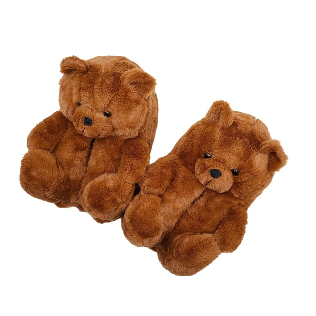 Minnieouse Zapatillas antideslizantes de oso de peluche para mantener el calor, calzado térmico para niñas, zapatillas de animales para interiores, Calzado Marron oscuro Minnieouse AP006544-05