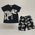 thumbnail image 2 of Aayomet Toddler Kids Boys Summer Short Sleeve Dinosaur T Shirts Tops Shorts Outfits Clothes Set 2 To 7 Years 6 Piece Set,White 5 Years, 2 of 3