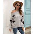 thumbnail image 3 of Chandail Tricoté pour Femmes Motif Éclair d'Hiver Col Rond Manches Longues chandail Ample Décontracté, 3 of 6