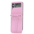 thumbnail image 2 of Dteck For Samsung Galaxy Z Flip4,Shockproof Artificial Leather Adjustable Shoulder Strap Case Cover,Pink, 2 of 7