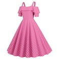 thumbnail image 3 of EQWLJWE Robes d'Été pour Femmes 2023 Robes pour Femmes Liquidation Mode Robe Décontractée à Pois Imprimée à Manches Courtes pour Dames Robe Évasée à Épaules Dénudées, 3 of 7