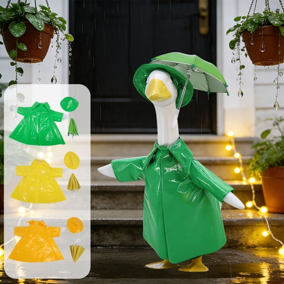 Yeciiwht Suitable for 23 Inch Porch Gooses Raincoat Three Piece Set Lawns Statue Rain Decoration Suit Excluding Gooses