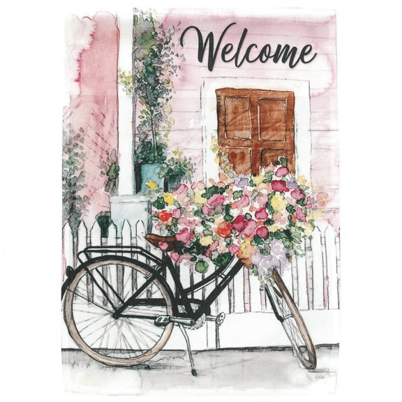 Magnolia Gardens M080156 13 x 18 in. Welcome Spring Bike Ride Printed Garden Flag