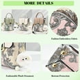thumbnail image 3 of Small Crossbody Bag with Cute Plush Pendant for Women, Embroidery PU Leather Mini Phone Purses, White, 3 of 8