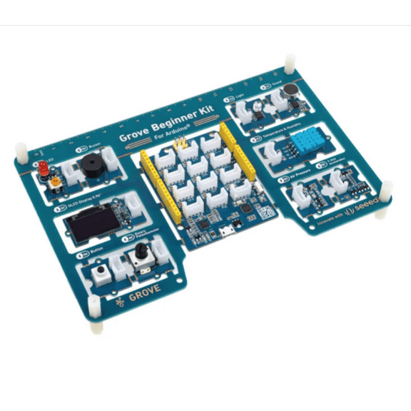 SEEED STUDIO 110061162, Development Boards & Kits - AVR Grove Beginner Kit for Arduino - All-in-one Arduino Compatible Board with 10 Sensors and 12 Projects with Free Course