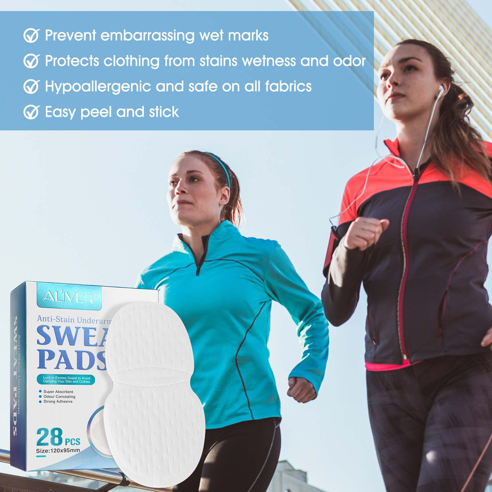 Aliver Armpit Sweat Pads 56p, Anti Stain Underarm, Super Absorbent, Odor Concealing, All Day Comfort
