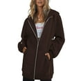 thumbnail image 1 of Innerwin Chandails en Molleton à Capuche Zippés pour Femmes Sweat à Capuche Automne Couleur Unie Chaud Marron Foncé TP, 1 of 4