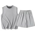 thumbnail image 2 of VBTAPA Mens Sleeveless Workout Sets Crewneck Tank Tops and Drawstring Waist Shorts Set Solid Casual Athletic Tracksuit Sets with Pockets Gray XXXL, 2 of 8