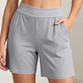 thumbnail image 2 of Pajamas Pants for Women Dqueduo Women's Solid Color High Waisted Plus Size Loungewear Shorts With Pockets Elastic Drawstring Waistband Sleepwear Gray XL, 2 of 9