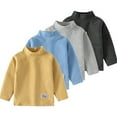 thumbnail image 1 of T-shirts à Manches Longues pour Bébés et Tout-Petits 1-6 Ans, Col Roulé, Molleton Rayé, Couche de Base Thermique, Hauts, Blouse pour Filles et Garçons, 1 of 9