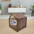 thumbnail image 3 of Floral Pet House, Funk Art Style Onion Flowers Pattern in Pastel Tones Modern Boho Print Art, Outdoor & Indoor Portable Dog Kennel with Pillow and Cover, 5 Sizes, Blue and Brown, by Ambesonne, 3 of 5