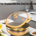 thumbnail image 3 of 12in Titanium Alloy Non-Stick Pot with Lid, Multi-Purpose Deep Saute Pan with Steamer Basket, Nonstick Frying Pan Cookware Sets for Frying Stir-frying Stewing Cooking Methods(Pot+Lid), 3 of 8