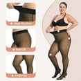thumbnail image 2 of Manzi Plus Size Fleece Lined Tights for Women Fake Translucent Pantyhose Winter Thick Tights, 2 of 7