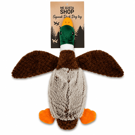 Mallard Plush Dog Toy with Squeaker for Large Dogs, Soft Stuffed Duck Chew Toy for Interactive Indoor Play