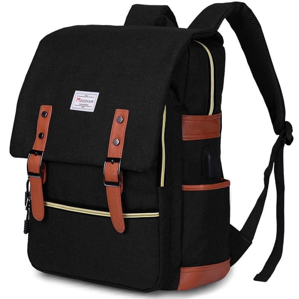 Mochila Modoker Vintage para portátil de 15,6 pulgadas con puerto de carga USB