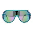thumbnail image 2 of Color Mirror Windbreaker Visor Shield Racer Plastic Sunglasses Teal Purple Purple Mirror, 2 of 4