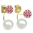 thumbnail image 2 of Gem Stone King 14K Yellow Gold Jacket Earrings with 5MM Pink Moissanite and 6MM Cultured Freshwater Pearl for Women | 1.00 Cttw, 2 of 2