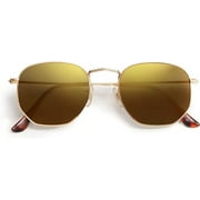 SOJOS Polarized Sunglasses for Women and Men Small Hexagonal Mirrored Lens SJ1072