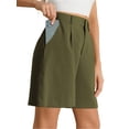 thumbnail image 3 of Airmenty Bermuda Shorts for Women Dressy Casual Elastic High Waisted Wide Leg Shorts for Summer with Pockets S-2XL, 3 of 8