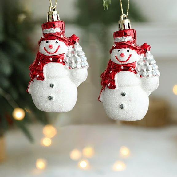 YingYouFu Christmas Snowman & Santa Claus Hanging Ornaments, 2-Pack Tree Decorations, Festive Holiday Decor, Small Pendant Cabin Decor, Durables Christmas Tree Pendants, Red-B