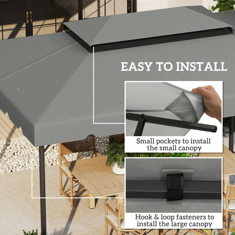 Outsunny 13.1'x9.8' Double Roof Gazebo Canopy Top, Sunshade Outsunny 13.1'x9.8' Double Roof Gazebo Canopy Top, Sunshade