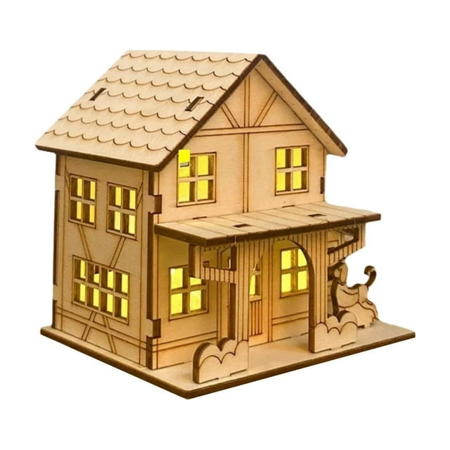 Christmas Village Houses - Light-Up Handmade Wooden Houses Diy Kit for Festive Crafting