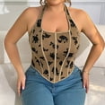 thumbnail image 7 of Womens Plus Size Bustier Corsets Halter Going Out Corset Tops Boned Waist Cincher Sleeveless Lace Up Bodice Brown, XXXXL, 7 of 7