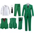 thumbnail image 3 of Yumcute Boys Suits 5 Piece Formal Suit Set Slim Fit Formal Dress Clothes Ring Bearer Outfit for Kids, 3 of 12