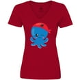 thumbnail image 3 of Inktastic Pirate Octopus, Blue Octopus With Red Pirate Hat Women's V-Neck T-Shirt, 3 of 5