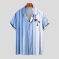 thumbnail image 2 of Mens Manga Corta Botón Abajo Camisas Botones Casuales Imprimir Blusa Turndown, 95% Poliéster 5% Camisa de Spandex para la Fiesta, Negocios Y Diario, 2 of 5
