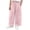 Pink, variant on Girls Elastic Waist Slanted Line Pants Casual Wide Leg Trousers Loose Cut With Side Pockets For School And Outdoor