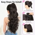 thumbnail image 5 of Ponytail Extension,24 Inch Claw Clip in Long Curly Wavy Black Brown Ponytail Hair Extension Jaw Clip  Pony Tails Hairpiece for Women, 5 of 7