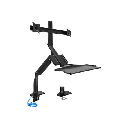 UPC: 0818103028629 | Mount-It! Dual Monitor Sit Stand Desk Mount with USB 3.0 Ports | Fits 17-27 Inch Screens